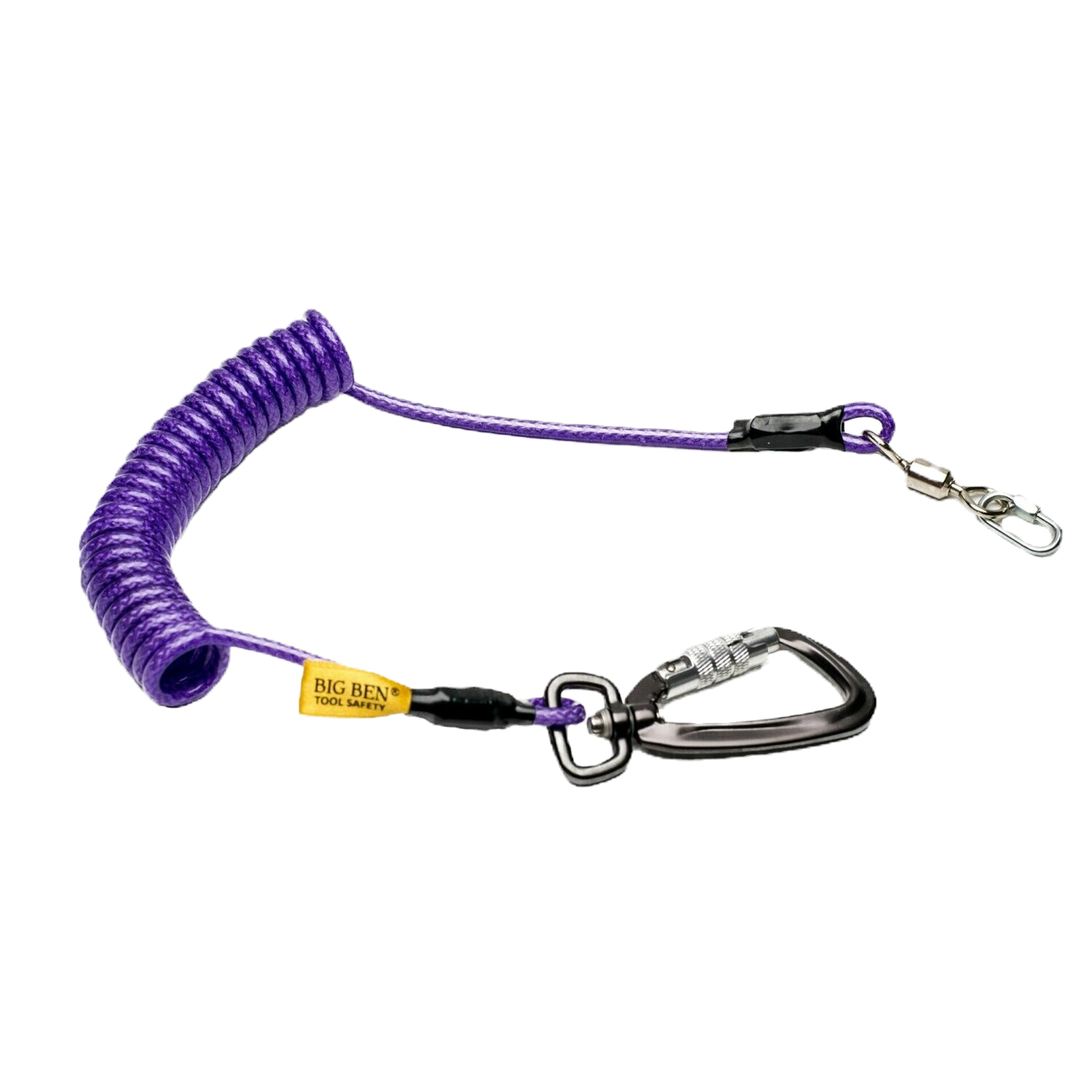 2m Tool Safety Rope with Swivel Twistlock Carabina and Extra Heavy Duty Swivel &